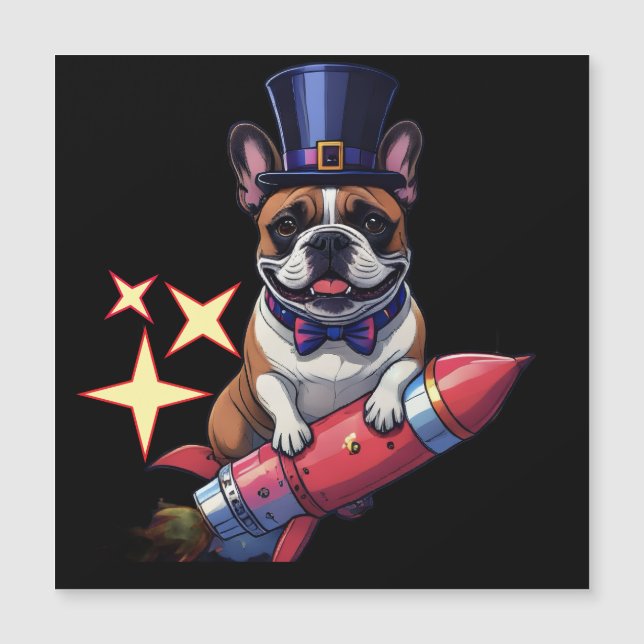 Französische Bulldogge Neujahr lustig  Rakete (Front)