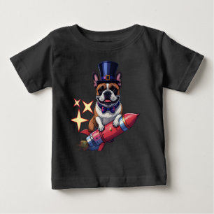 Französische Bulldogge Neujahr lustig  Rakete Baby T-Shirt