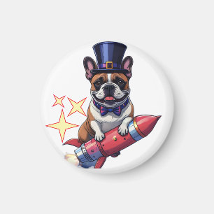 Französische Bulldogge Neujahr lustig Rakete Magnet