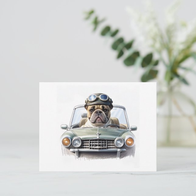 Französische Bulldogge Oldtimer Bulldog Vatertag  Postcard (Standing Front)