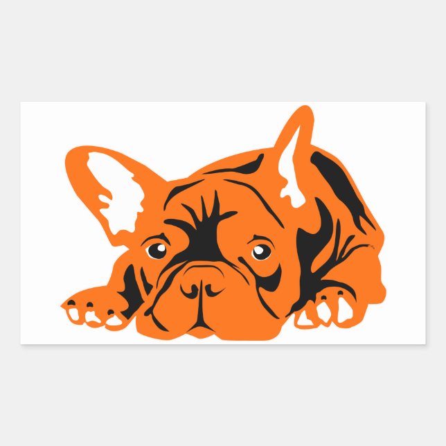 Französische Bulldogge orange schwarz Rectangular Sticker (Front)