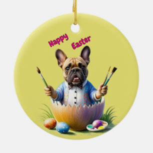 Französische Bulldogge Ostern Ceramic Tree Decoration