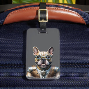 französische Bulldogge Roboter Luggage Tag