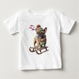 Französische Bulldogge Schlittenfahrt Baby T-Shirt