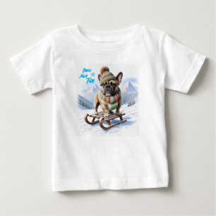 Französische Bulldogge Schlittenfahrt Baby T-Shirt