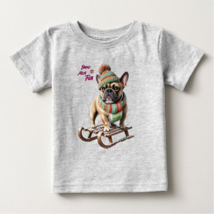Französische Bulldogge Schlittenfahrt Baby T-Shirt