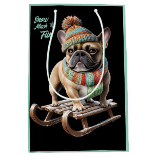 Französische Bulldogge Schlittenfahrt Medium Gift Bag