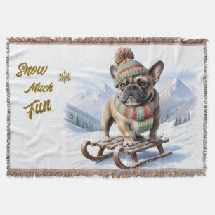 Französische Bulldogge Schlittenfahrt Throw Blanket