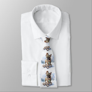 Französische Bulldogge Schlittenfahrt Tie