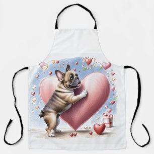 Französische Bulldogge Springt aus  Herz Apron