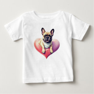 Französische Bulldogge Springt aus  Herz Baby T-Shirt