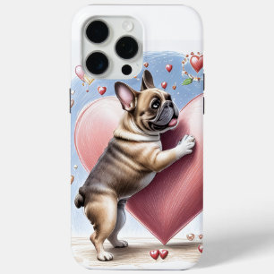Französische Bulldogge Springt aus Herz iPhone 15 Pro Max Case