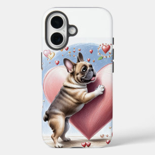 Französische Bulldogge Springt aus Herz iPhone 16 Case