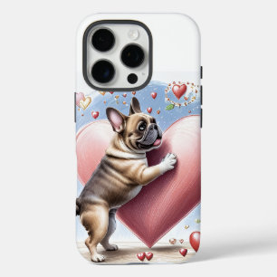 Französische Bulldogge Springt aus Herz iPhone 16 Pro Case