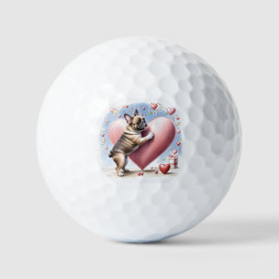 Französische Bulldogge Springt aus  Herz Golf Balls