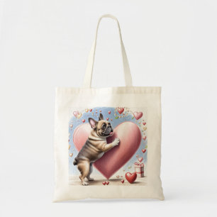 Französische Bulldogge Springt aus Herz Tote Bag