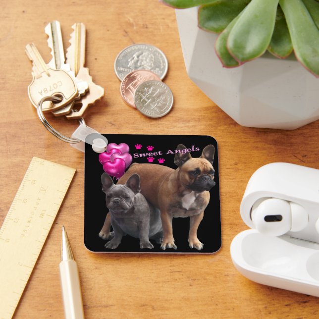 Französische Bulldogge Sweet Angel  Key Ring (Desk)