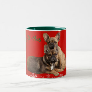 französische Bulldogge Tasse Weihnachten Two-Tone Coffee Mug