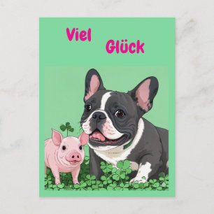 Französische Bulldogge viel Glück Holiday Postcard