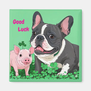 Französische Bulldogge Viel Glück Magnet