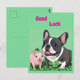Französische Bulldogge viel Glück Postcard