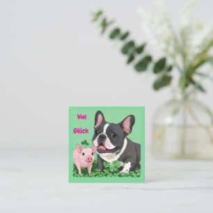 Französische Bulldogge Viel Glück Square Business Card
