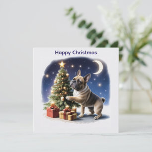 Französische Bulldogge Weihnachtsbaum Holiday Card