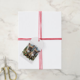 Französische Bulldogge Weihnachtskranz Gift Tags