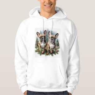 Französische Bulldogge Weihnachtskranz Hoodie