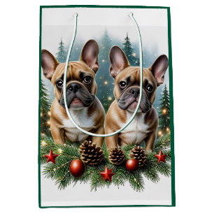 Französische Bulldogge Weihnachtskranz Medium Gift Bag