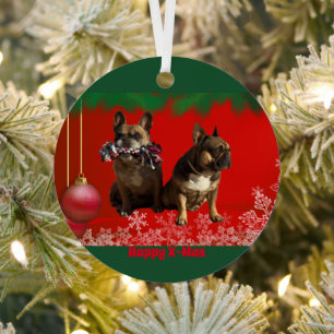 französische Bulldogge Weihnachtsschmuck Metal Tree Decoration