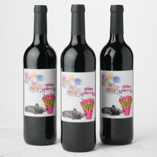 französische Bulldogge Weinetikett Muttertag Wine Label