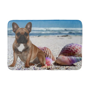 Französische Bulldoggen am Strand Badematte Bath Mat