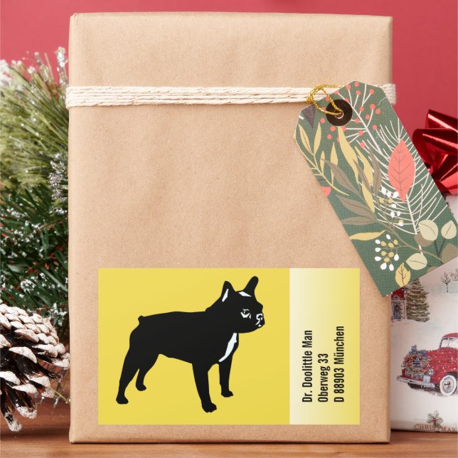 Französische Bulldoggen Aufkleber mit Text Rectangular Sticker (Holiday)