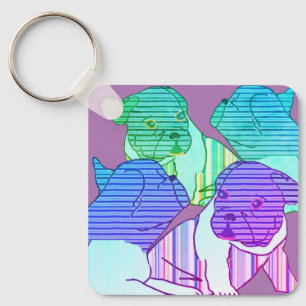 Französische Bulldoggen Comic Key Ring
