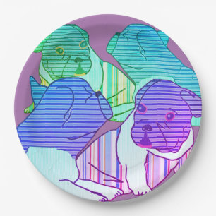Französische Bulldoggen Comic  Paper Plate