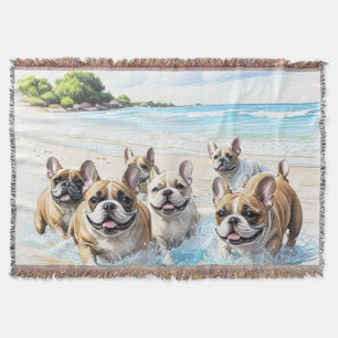 Französische Bulldoggen French Bulldog Rudel Sea Throw Blanket