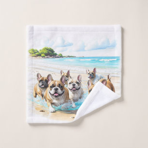 Französische Bulldoggen French Bulldog Rudel Sea Wash Cloth