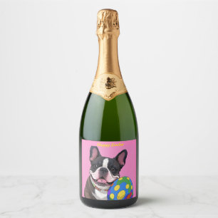 französische Bulldoggen Happy Easter Karte Sparkling Wine Label