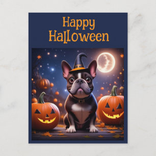 französische Bulldoggen Happy Halloween Postcard