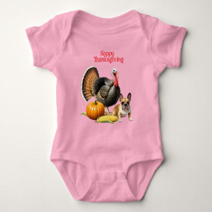 französische Bulldoggen Happy Thanksgiving Baby Bodysuit