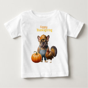 französische Bulldoggen Happy Thanksgiving Baby T-Shirt