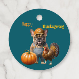 französische Bulldoggen Happy Thanksgiving Favour Tags