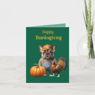 französische Bulldoggen Happy Thanksgiving Holiday Card