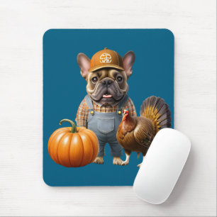  französische Bulldoggen Happy Thanksgiving Mouse Pad