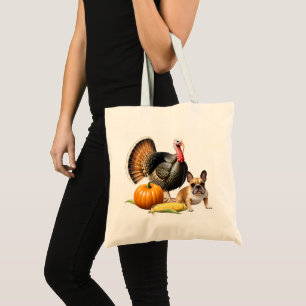 französische Bulldoggen Happy Thanksgiving Tote Bag