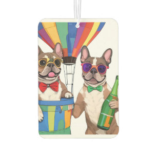 französische Bulldoggen im Heißluftballon Car Air Freshener