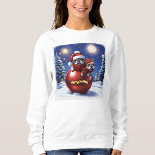 Französische Bulldoggen in roter Weihnachtskugel Sweatshirt
