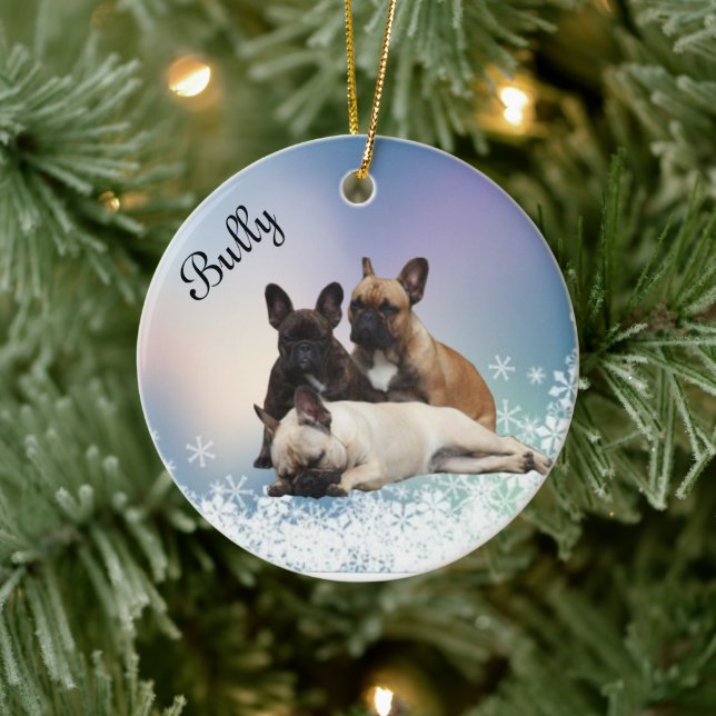 Französische Bulldoggen Keramik Ornament (Tree)