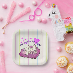 Französische Bulldoggen  Paper Plate